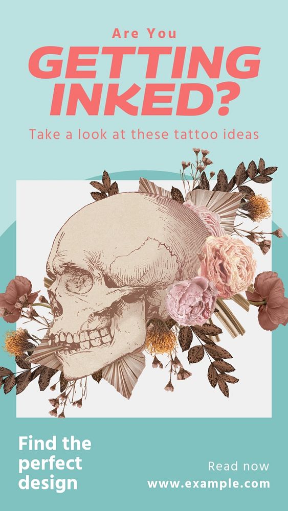 Tatoo ideas Facebook story template, editable text