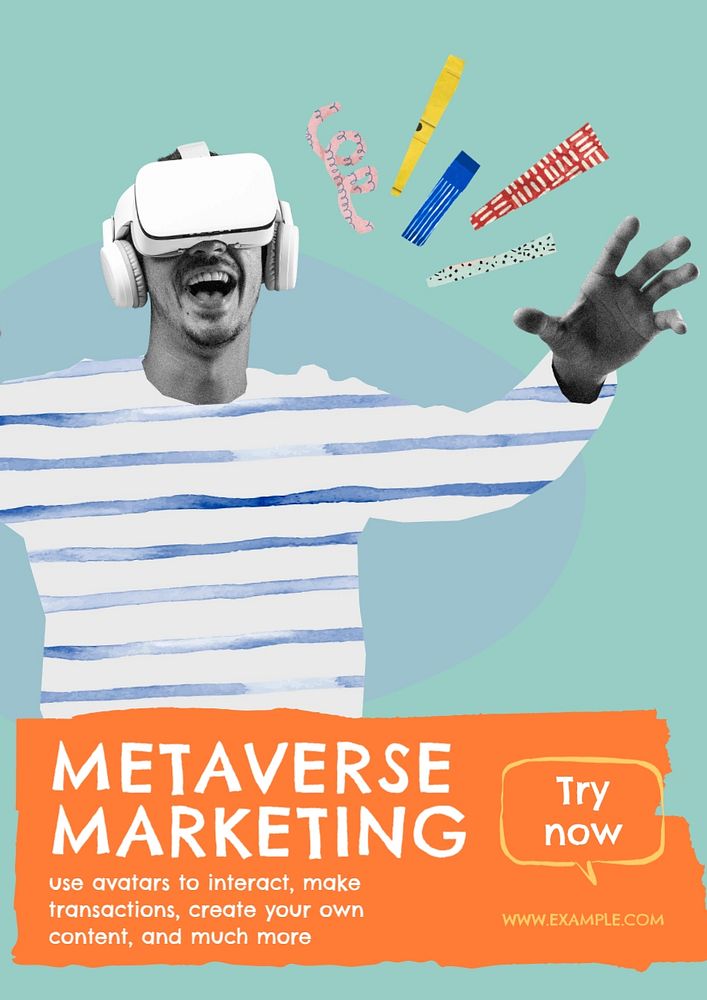 Metaverse marketing poster template, editable text & design