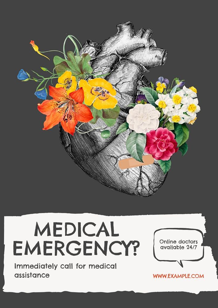 Medical emergency poster template, editable text & design