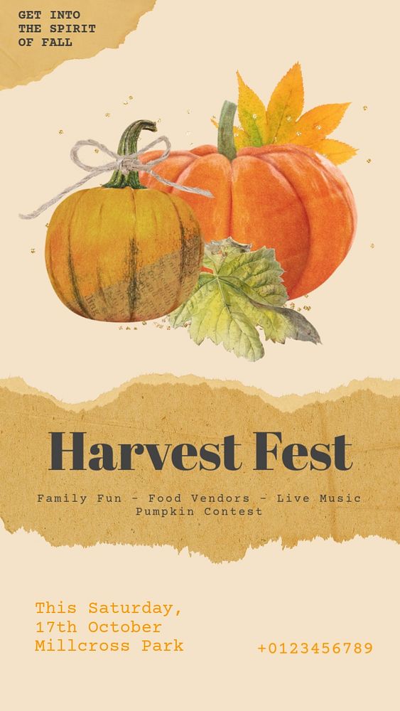 Harvest festival Instagram story template, editable design