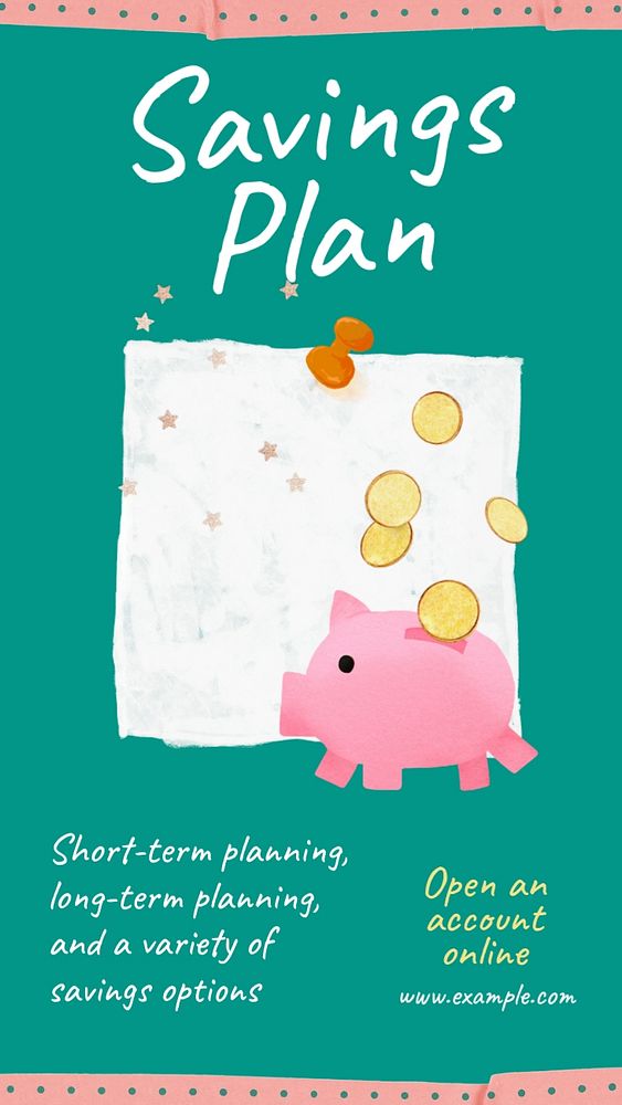 Savings plan Instagram story template, editable design