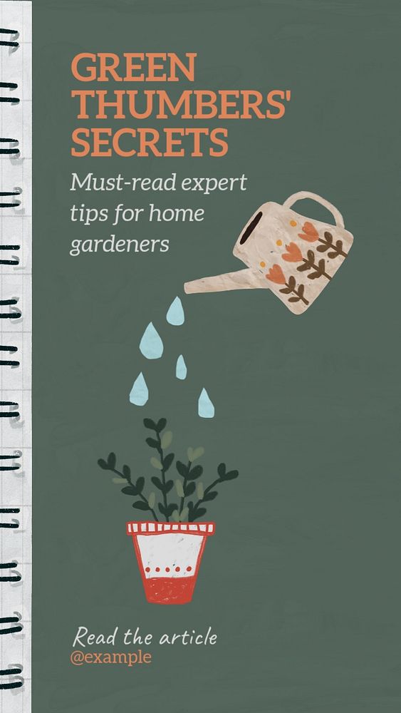 Gardening aesthetic Instagram story template, editable design