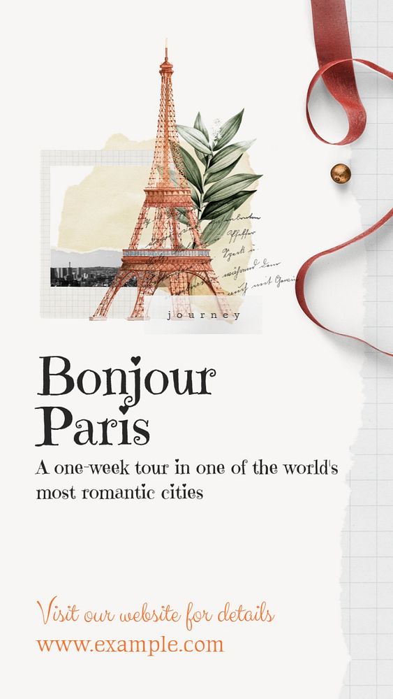 Bonjour Paris Instagram story template, editable design