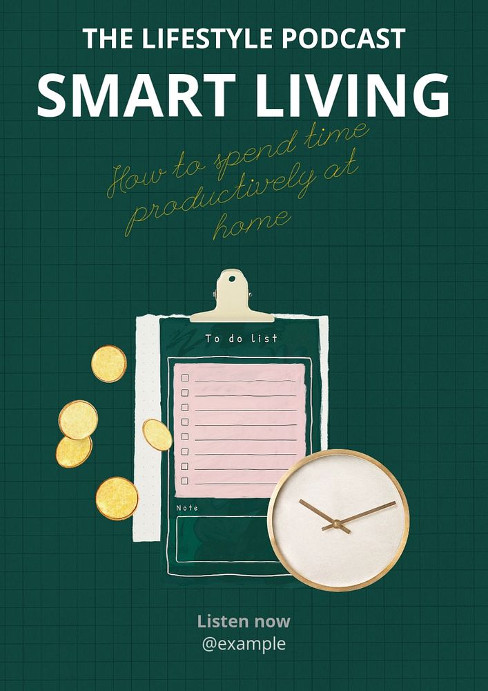 Smart living poster template, editable design