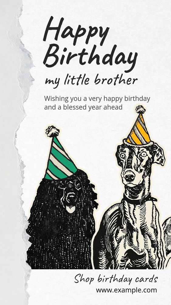 Birthday card Facebook story template, editable text