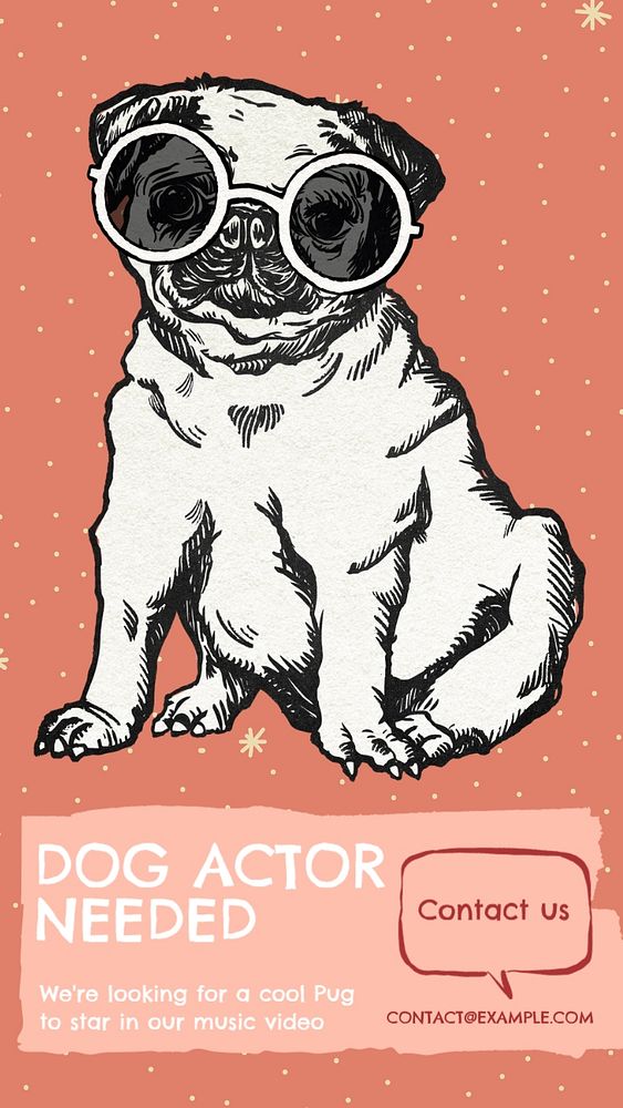 Dog actor needed Facebook story template, editable text