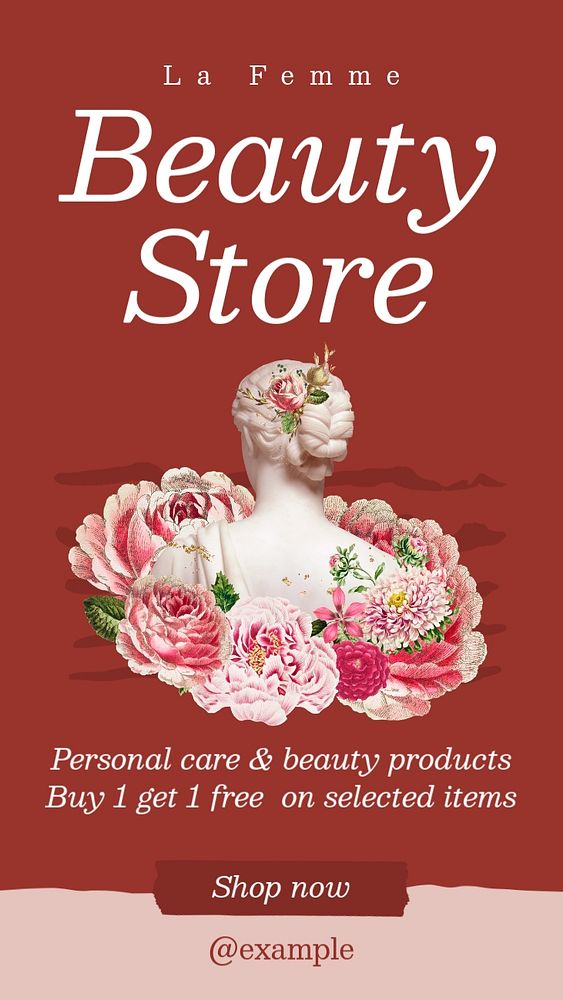 Beauty store Facebook story template, editable text