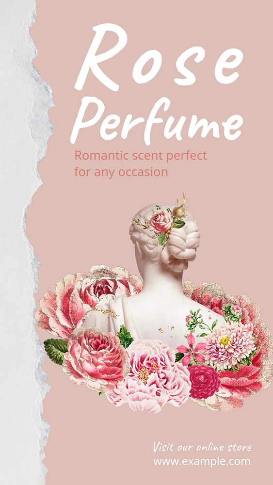 Floral perfume Facebook story template, editable text