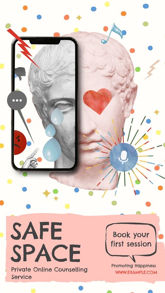 Safe space Facebook story template, editable text