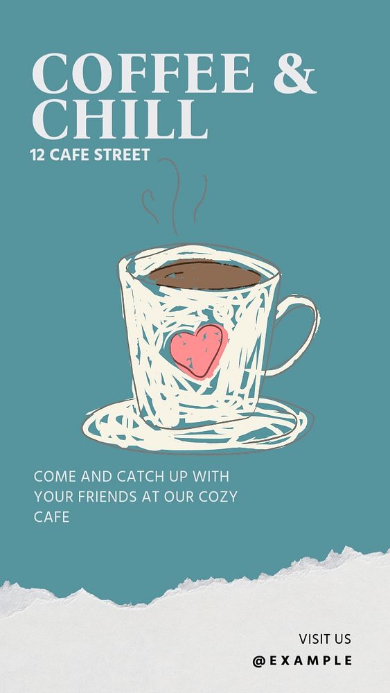 Coffee shop Facebook story template, editable text