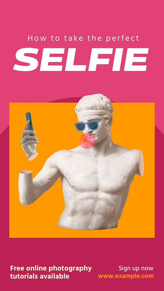 Selfie guide Facebook story template, editable text