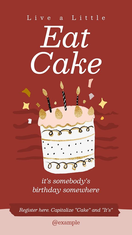 Eat cake Facebook story template, editable text