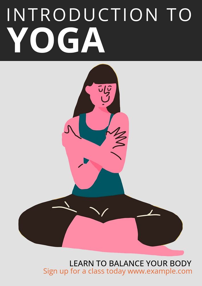 Yoga class poster template, editable text & design