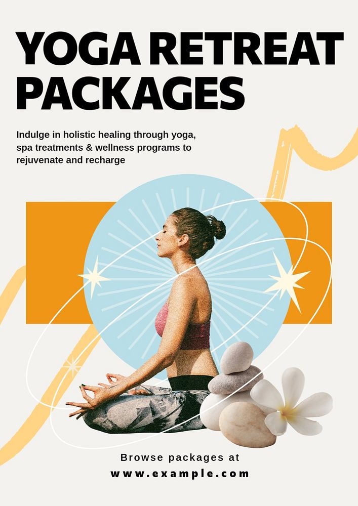 Wellness retreat package poster template, editable text & design