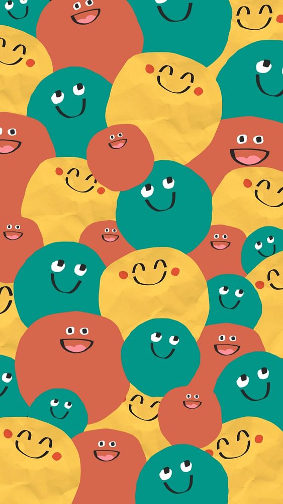 Smiling emoji patterned mobile wallpaper, editable doodle design