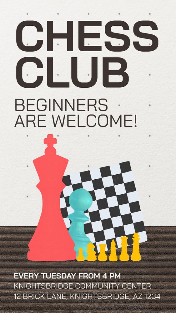 Chess club Instagram story template, editable design