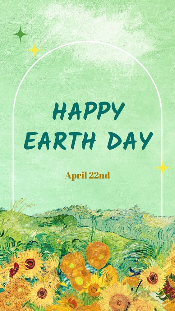 Earth day Facebook story template, editable Van Gogh's famous painting design, remixed by rawpixel