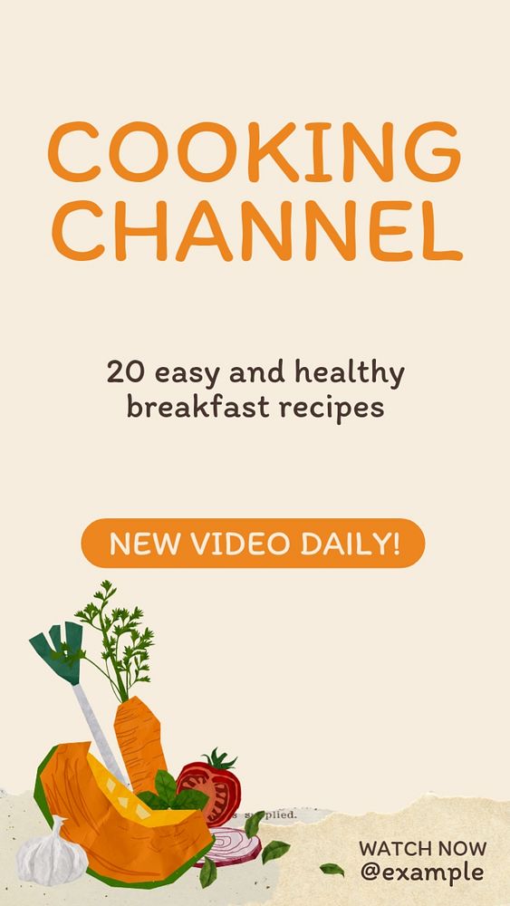 Cooking channel Instagram story template, editable design