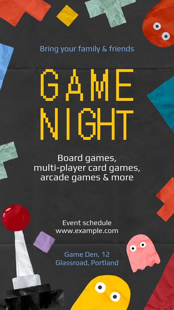 Game night Instagram story template, editable design