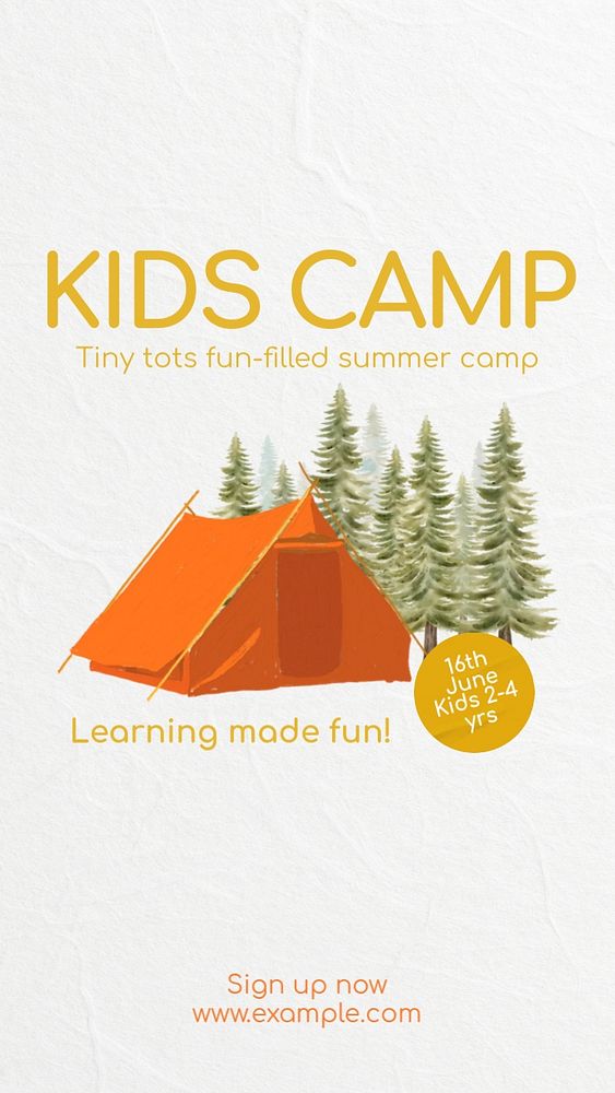 Kids camp Instagram story template, editable design