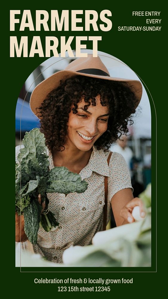 Farmers market Instagram story template, editable social media design