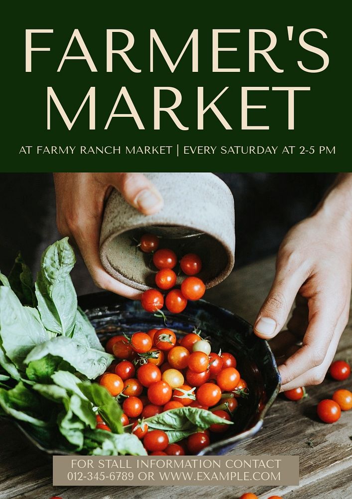 Farmer's market poster template, customizable design