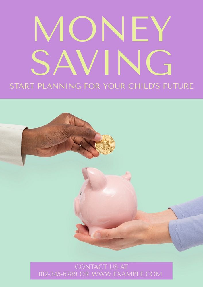 Saving money poster template, customizable design