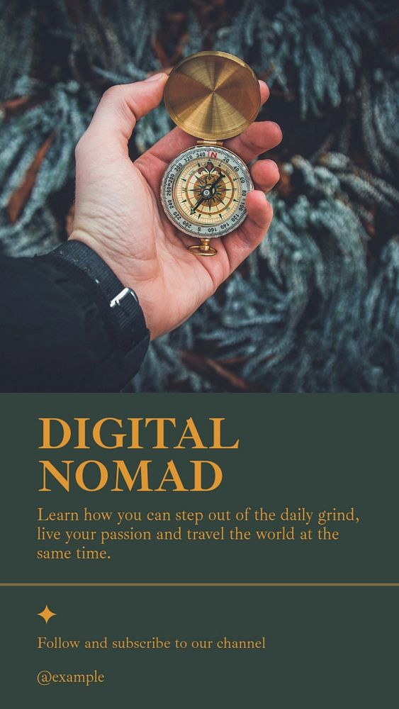 Digital nomad Instagram story template, editable social media design