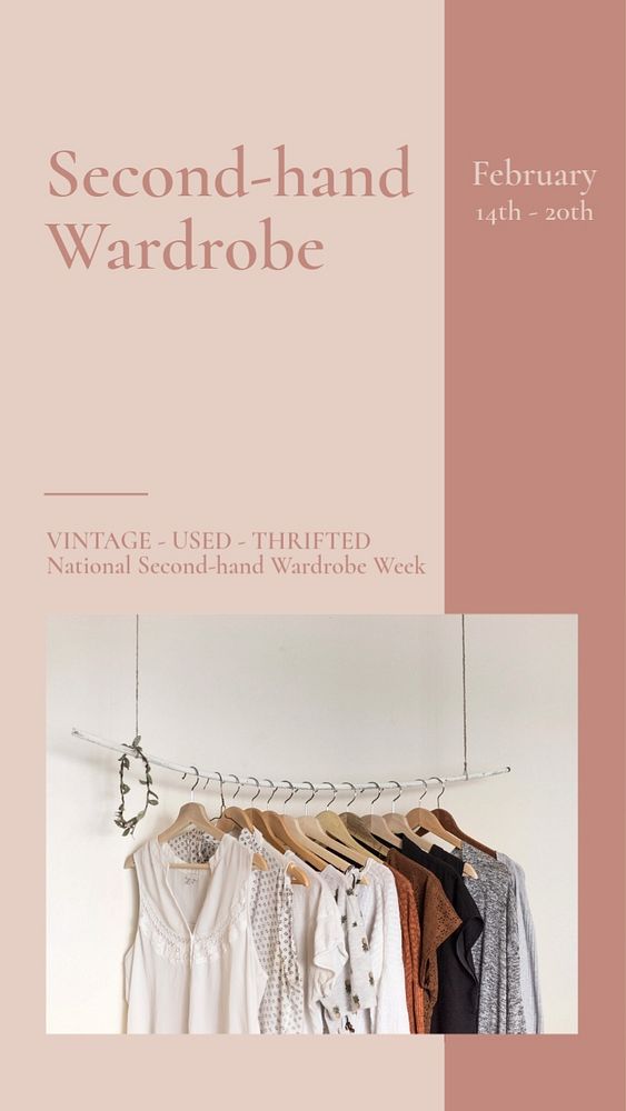 Secondhand wardrobe Instagram story template, editable social media design