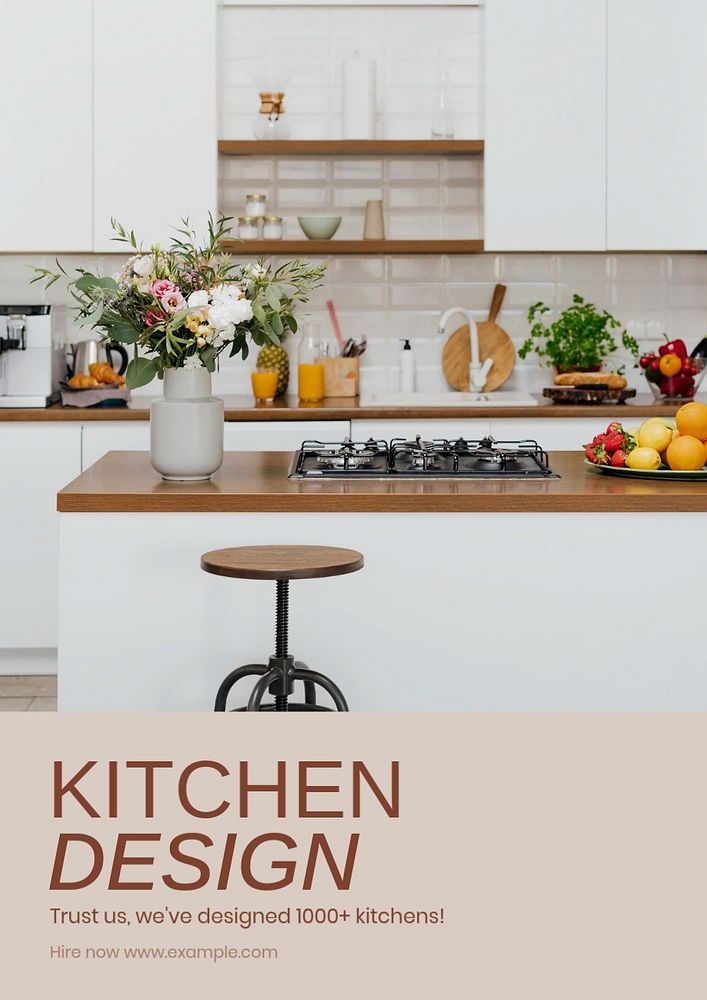 Kitchen design poster template, customizable ad