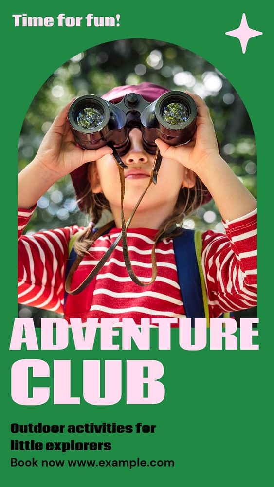 Kids adventure club Instagram story, editable social media design