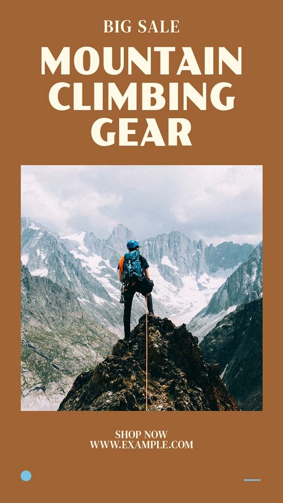 Mountain climbing gear Instagram story, editable social media design