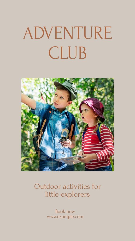 Kids adventure club Instagram story template, editable social media design