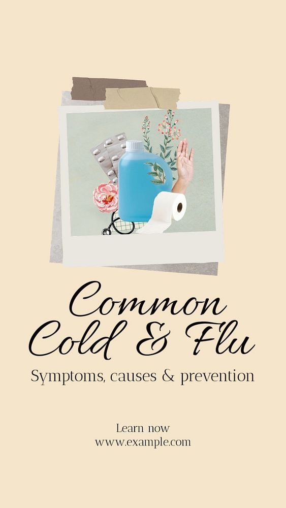 Common cold & flu Instagram story template, editable social media design