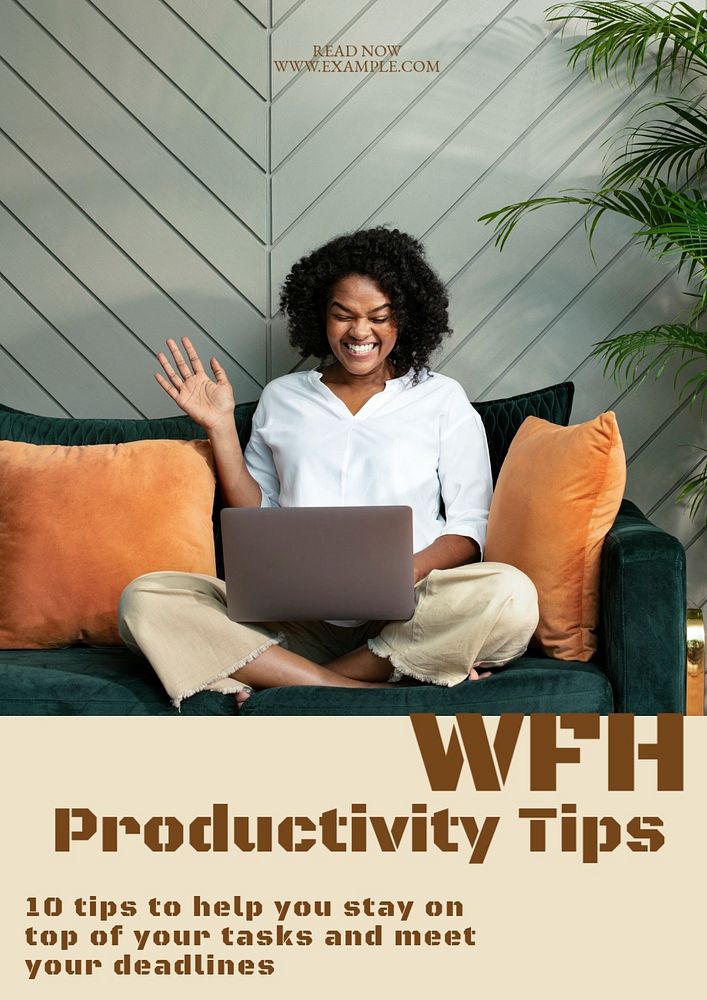 WFH productivity tips poster template, | Premium Editable Template ...