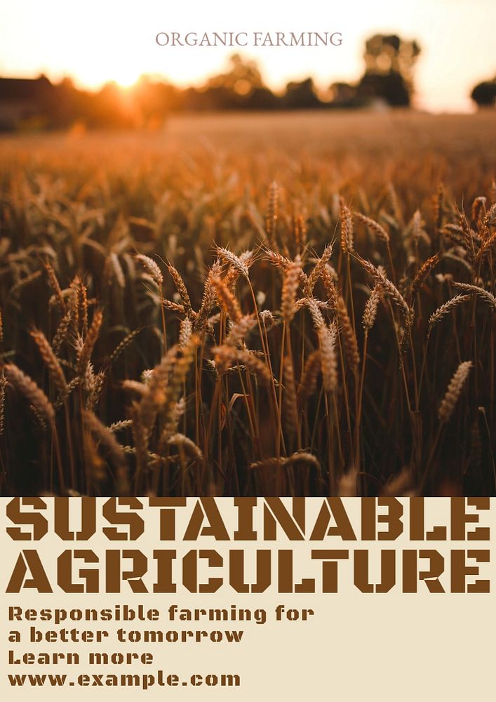 Sustainable agriculture poster template, customizable design & text