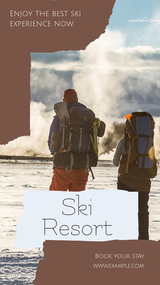 Ski resort Instagram story template, editable social media design