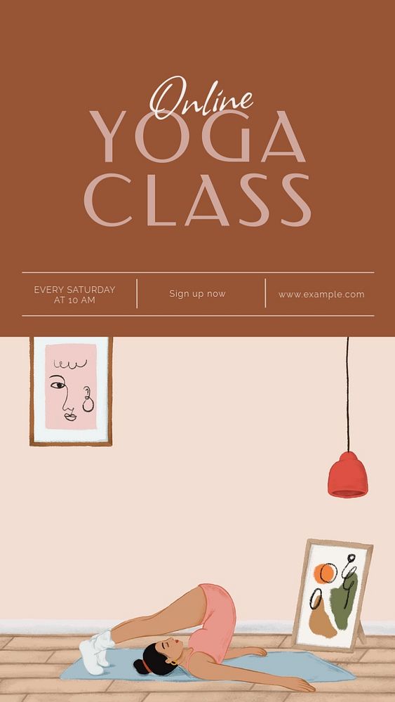 Online yoga class Instagram story template, editable social media design