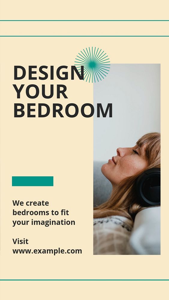 Bedroom design Instagram story template, editable social media design