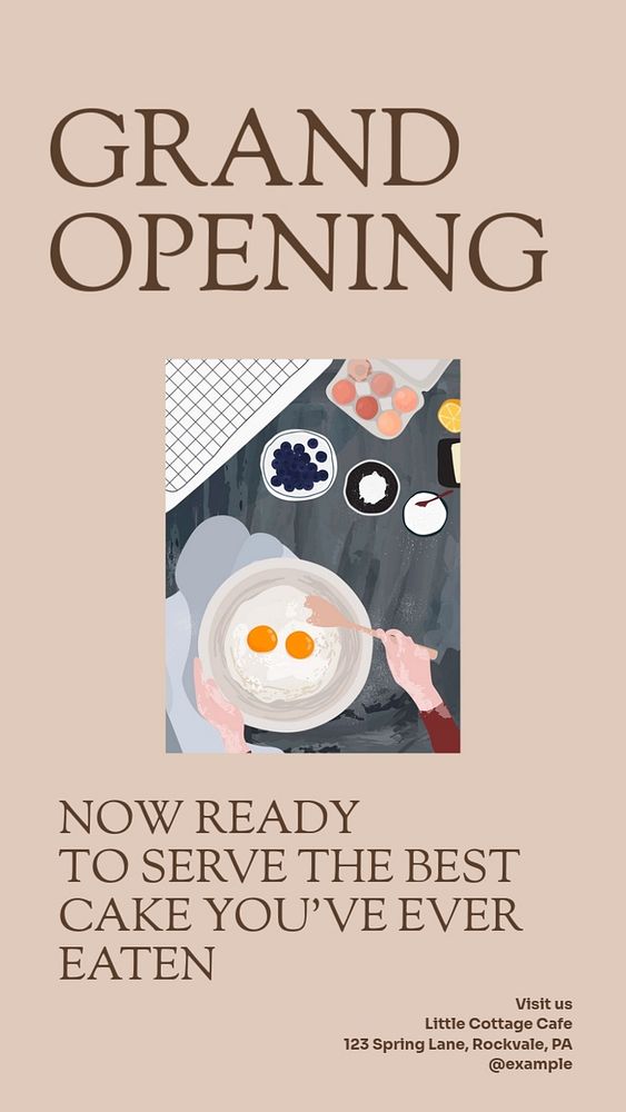 Bakery grand opening Instagram story template, editable social media design