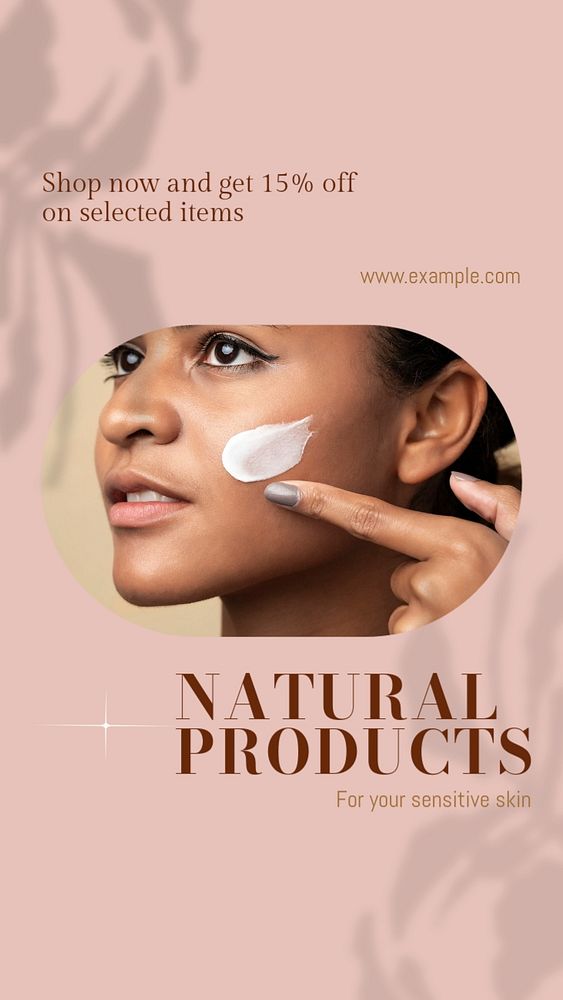 Natural skincare Instagram story template, editable social media design