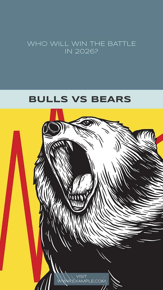 Bulls vs bears Instagram story template, editable social media design