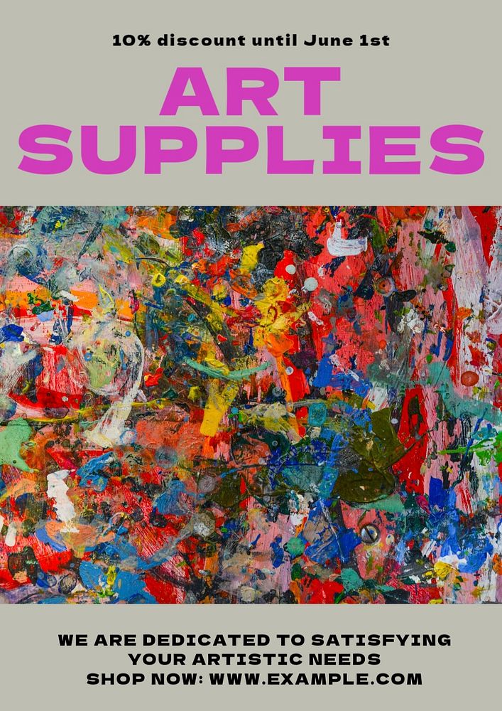 Art supplies store poster template, customizable design & text