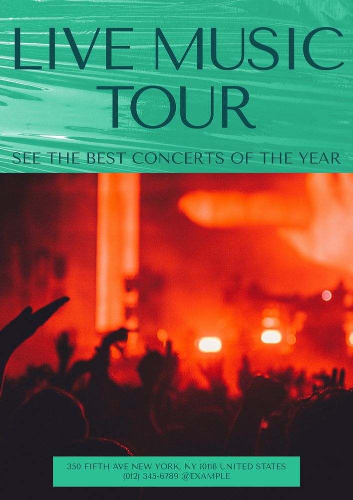 Concert music tour poster template, customizable design & text