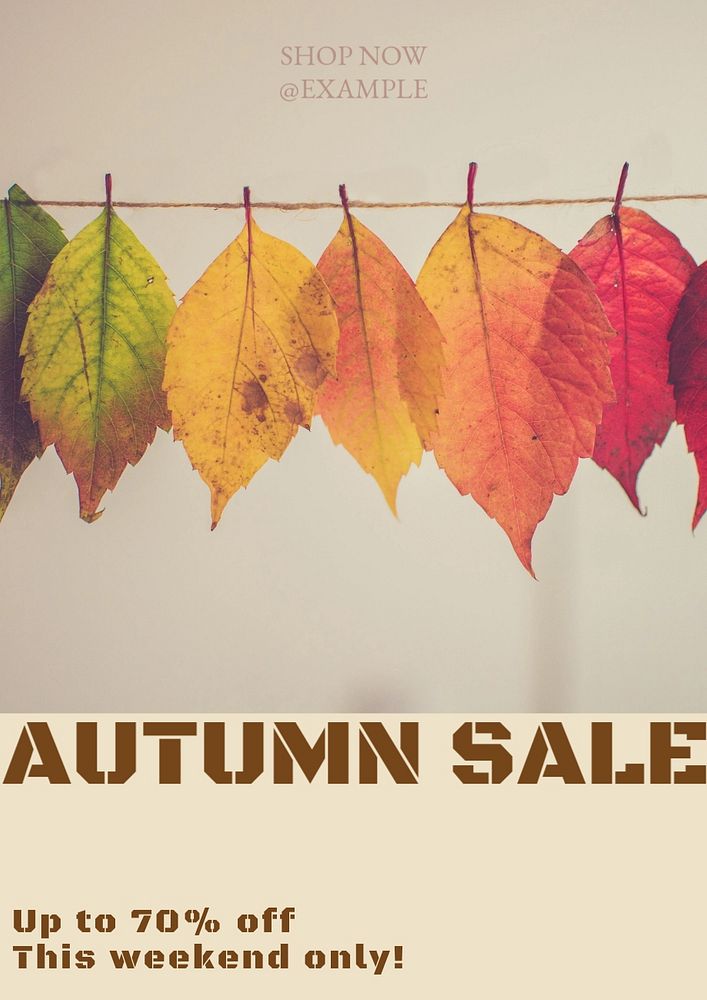 Autumn sale poster template, customizable design & text