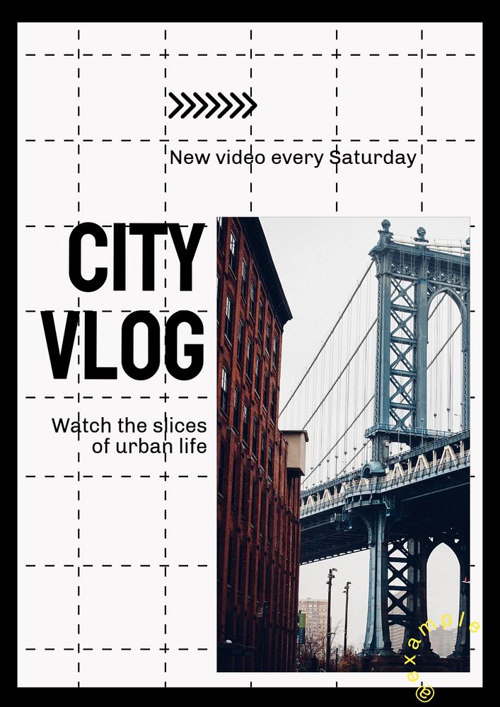 City vlog poster template, customizable design & text