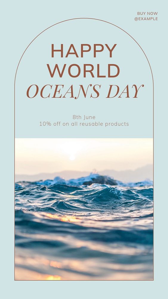 Oceans day Instagram story template, editable social media design