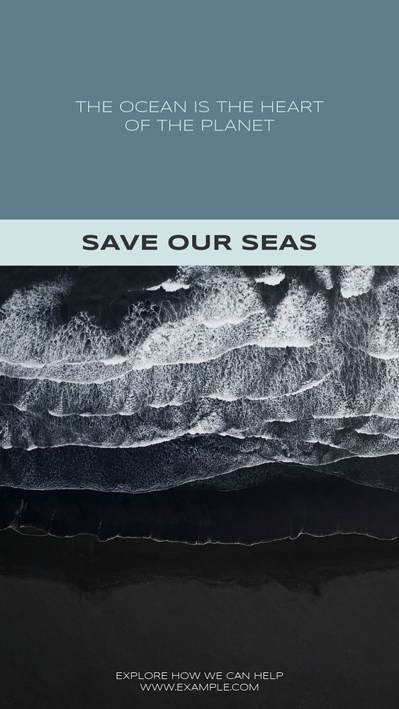 Save the seas Instagram story template, editable social media design