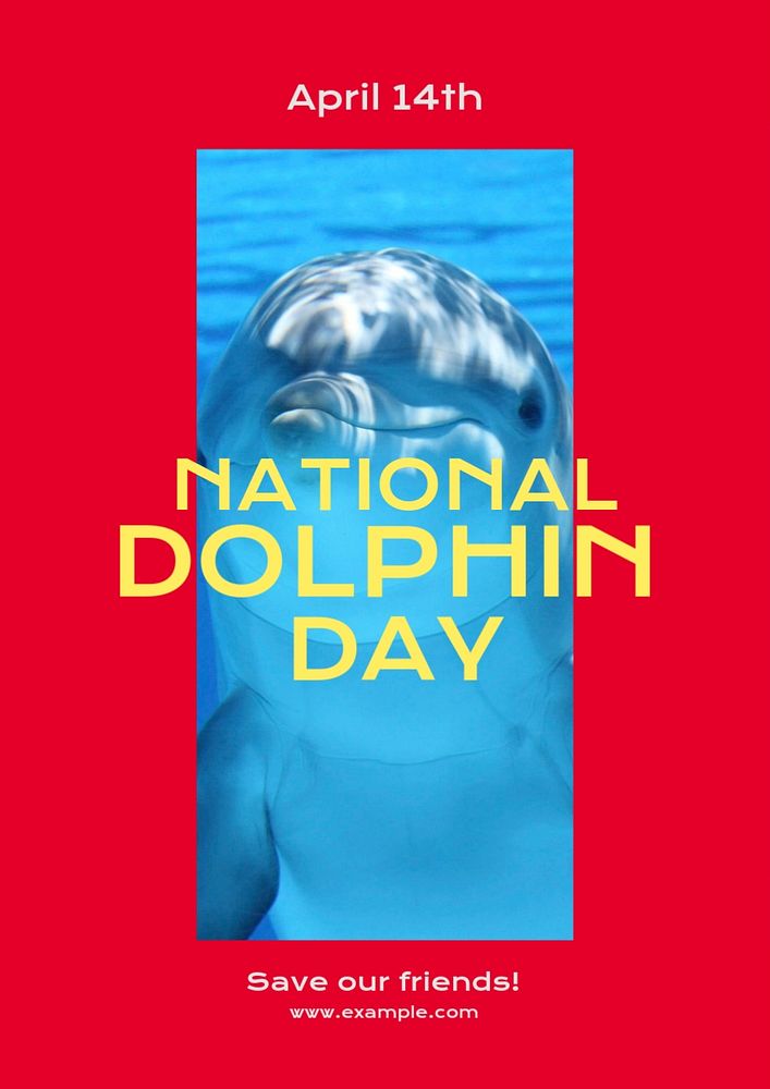 National dolphin day poster template, Premium Editable Template