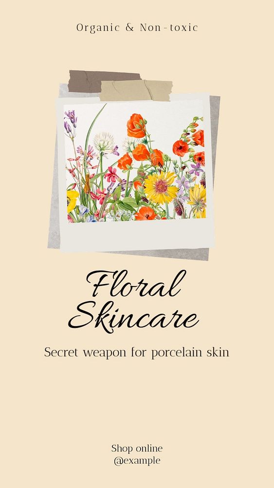 Floral skincare Instagram story template, editable social media design